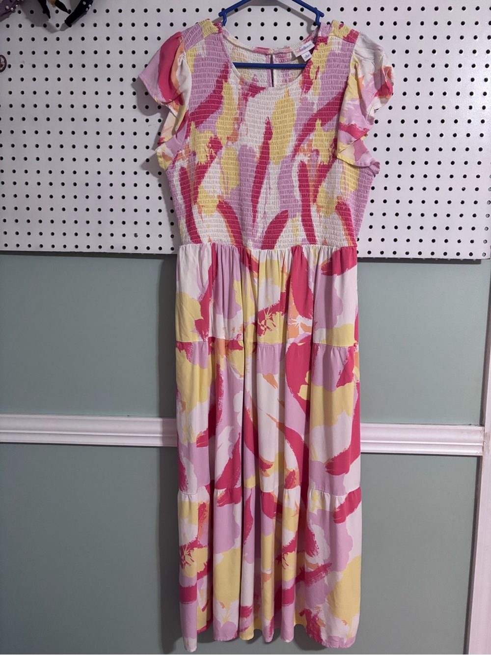 LuLaRoe Pink and Yellow Floral Maxi Dress